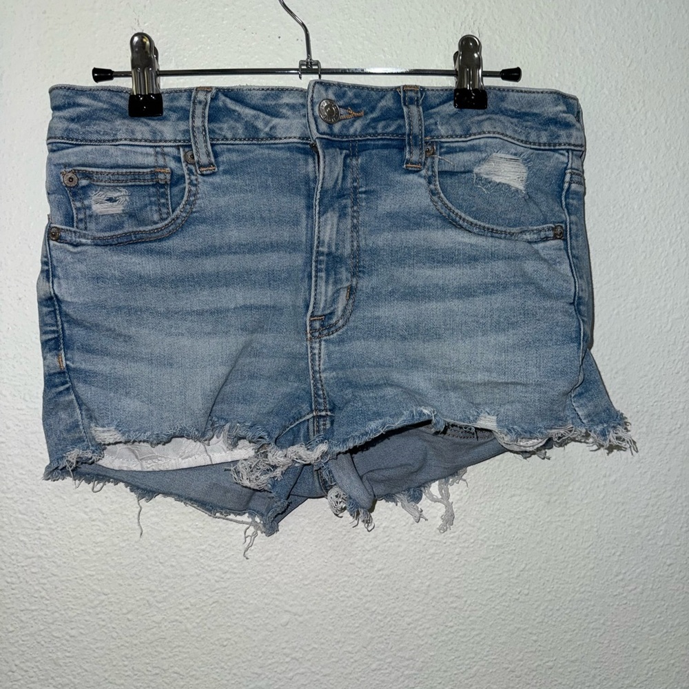 American Eagle Outfitters Light Blue Distressed Jean Shorts